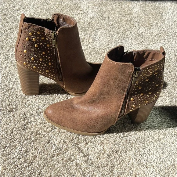 Brown Studded Ankle Boots - Picture 4 of 9